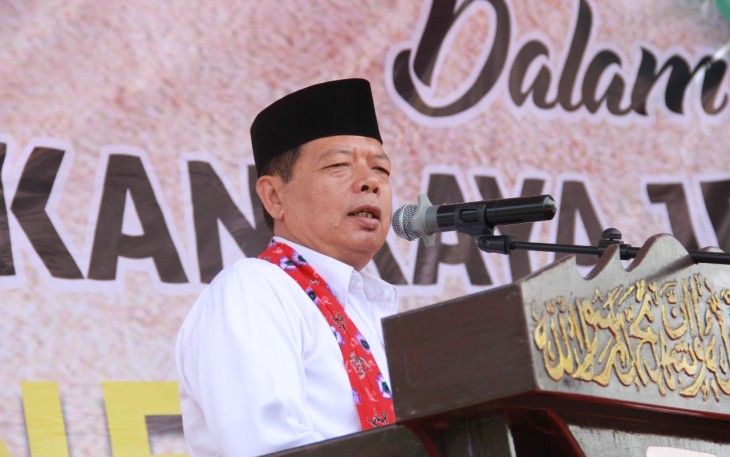 Kepala Dinas Pendidikan dan Kebudayaan Provinsi Bengkulu, Budiman Ismaun saat memberikan sambutan dalam acara Pekan Raya Jenggalu.