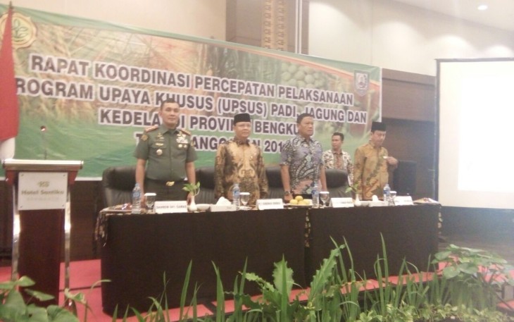 Rakor UPSUS Rakor Upsus Padi, Jagung dan Kedelai di Hotel Santika, Sabtu (27/01/2018).