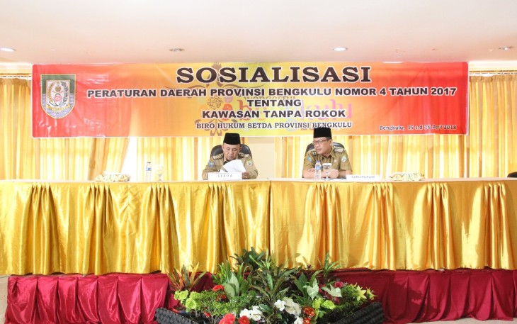 Sekretaris Daerah Provinsi Bengkulu Nopian Andusti Memebuka Sosialisasi Perda Nomor 4 Tahun 2017 Tentang Kawasan Tanpa Rokok