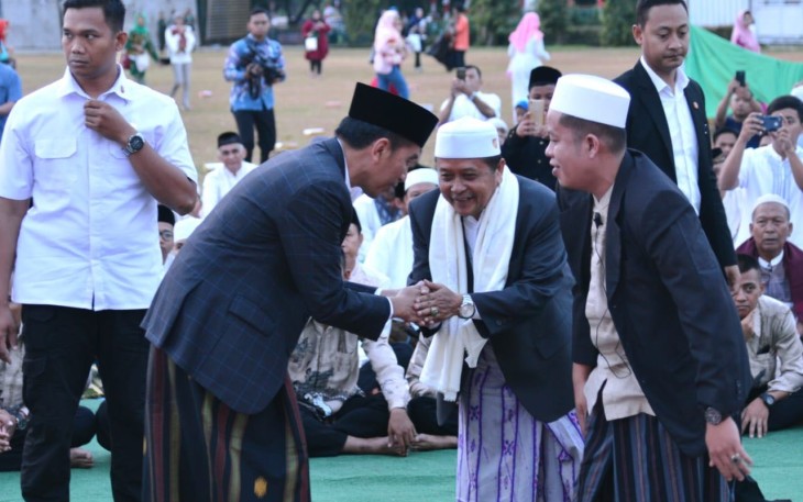 Presiden RI salat Idul Adha 1439 Hijriah di Lapangan Tegar Beriman, Kabupaten Bogor, Jawa Barat.