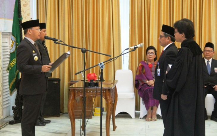 Gubernur Bengkulu Rohidin Mersyah hadir dan melantik Kepala Perwakilan BPKP Provinsi Bengkulu.