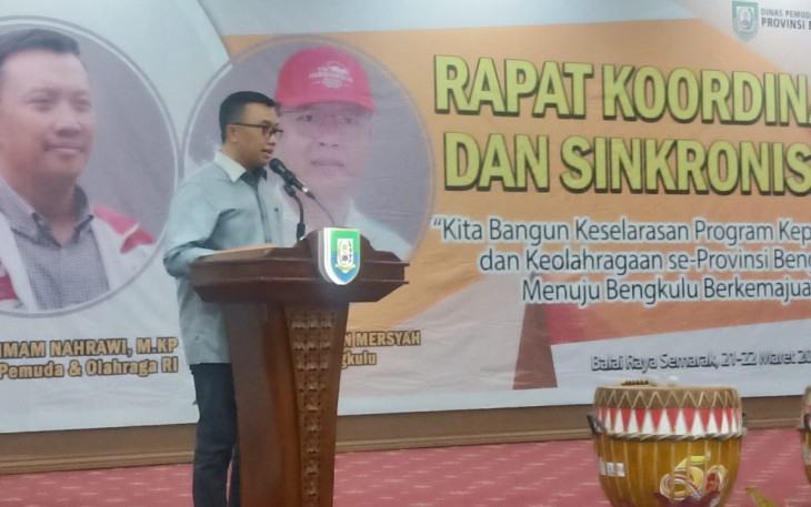 Menteri Pemuda Dan Olahraga Republik Indonesia Imam Nahrawi Berikan Sambutan Rapat Koordinasi dan Sinkronisasi Dispora Provinsi Bengkulu