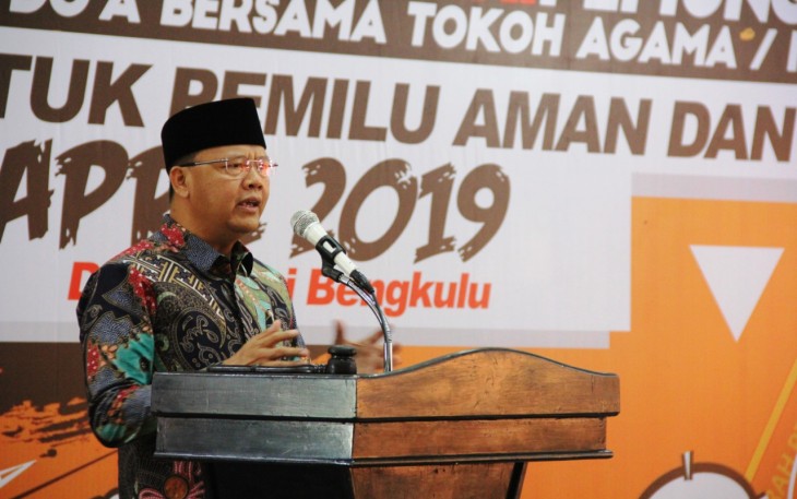 Gubernur Bengkulu Hadir Dalam  Sosialisasi Hari Pemungutan Suara dan Do'a Bersama Tokoh Agama dan Tokoh Masyarakat untuk Pemilu Aman dan Damai 17 April 2019
