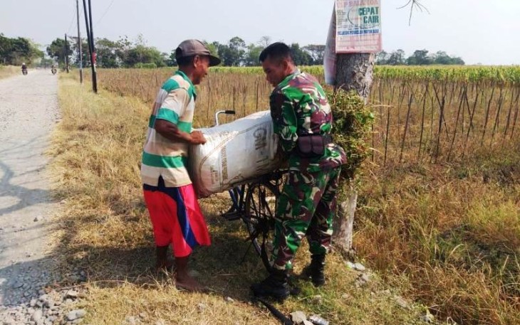 Satgas TMMD Tegal saat membantu warga desa lain yang berdekatan