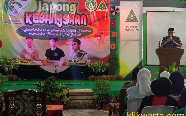 Plt Walikota Blitar Santoso saat memberikan sambutan di acara Konfercab IPNU dan IPPNU Kota Blitar ke-11.