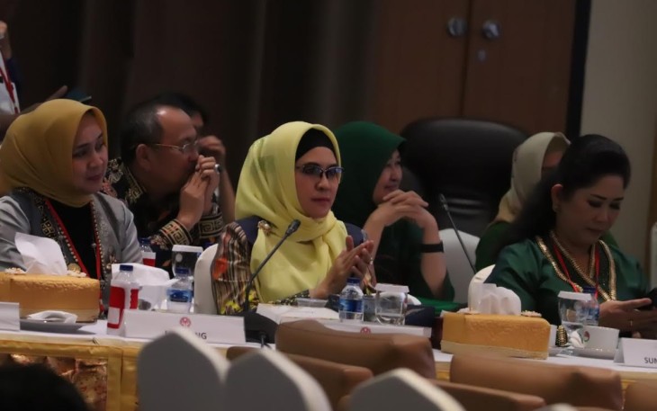 Ketua Dekranasda Provinsi Bengkulu Derta Wahyulin saat menghadiri Rakernas Dekranas 2019
