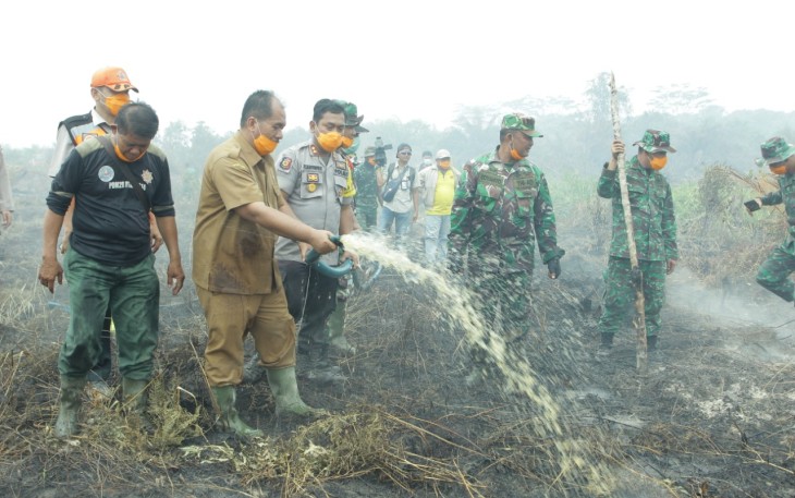 Pemkab dan Polres Asahan Turun Ke Lokasi Karhutla Di Sei Kepayang