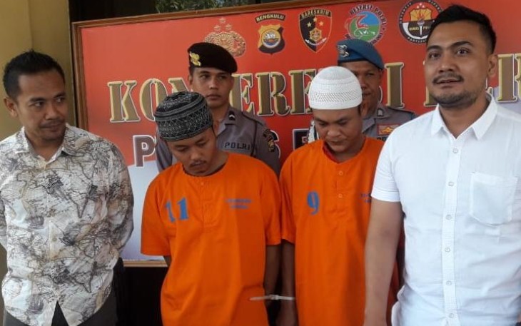 Dua Pelaku Penyalah Guna Narkoba Saat Konferensi Pers Oleh Polres Bengkulu 
