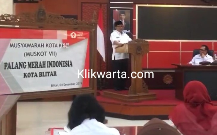 Plt Wali Kota Blitar Santoso Berikan Sambutan Dalam Acara Muskot Ke 7 PMI Kota Blitar 