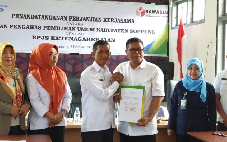BPJamsostek Teken MoU dengan Bawaslu Soppeng