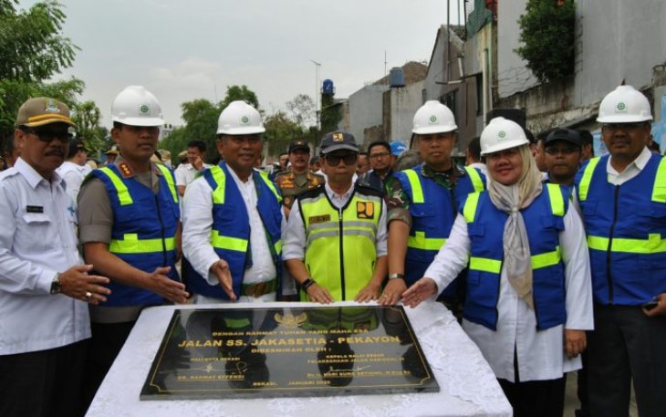 Dandim 0507/Bekasi Dampingi Walikota Bekasi Resmikan Jalan Sejajar Sekunder Jakasetia-Pekayon
