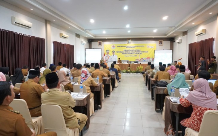 Asisten II Perekonomian dan Pembangunan Setda Provinsi Bengkulu Yuliswani hadir Dalam Forum Konsultasi Publik Rancangan Penyusunan Rencana Kerja Pemerintah Daerah Provinsi Bengkulu