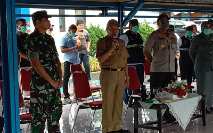Dandim 1310/Bitung Hadiri Apel Pengecekan Pelaksanaan Penyemprotan Disinfektan
