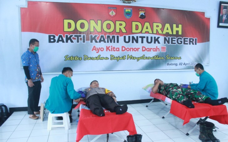 Polres dan Kodim 0736/Batang Donorkan Puluhan Kantong Darah ke PMI