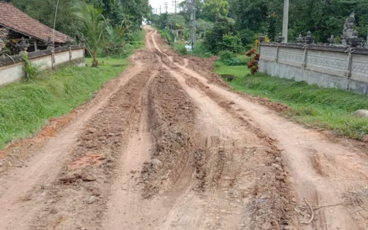 Jalan di Desa Karang Manik OKU Timur Rusak Parah