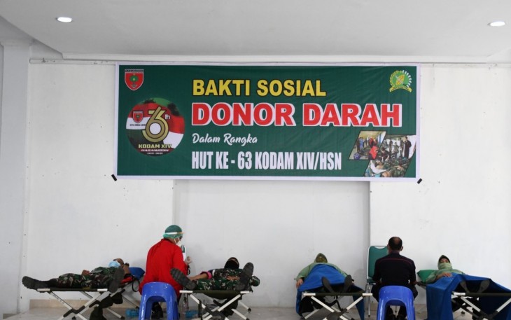 Gandeng PMI Sultra Korem 143/HO Gelar Bakti Sosial Donor Darah