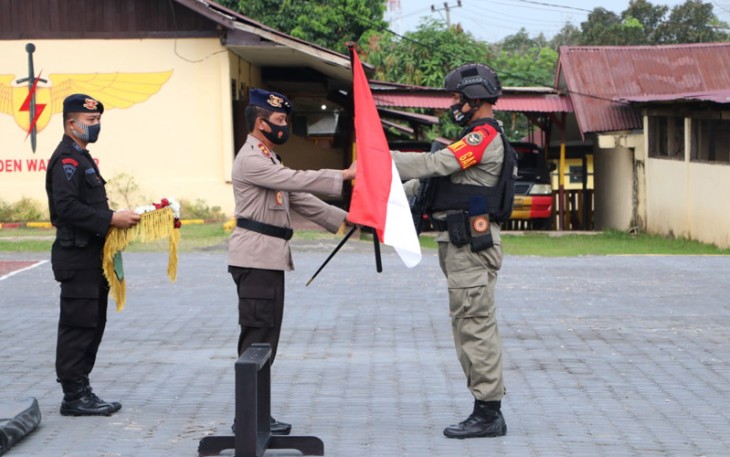 Polda Bengkulu Gelar Upacara Penyambutan Personel Brimob BKO Papua