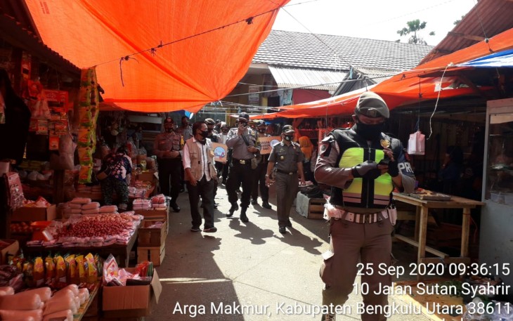 Sat Binmas Polda Bengkulu Bersama Gugus Penanganan Covid-19 Gelar Patroli Gabungan