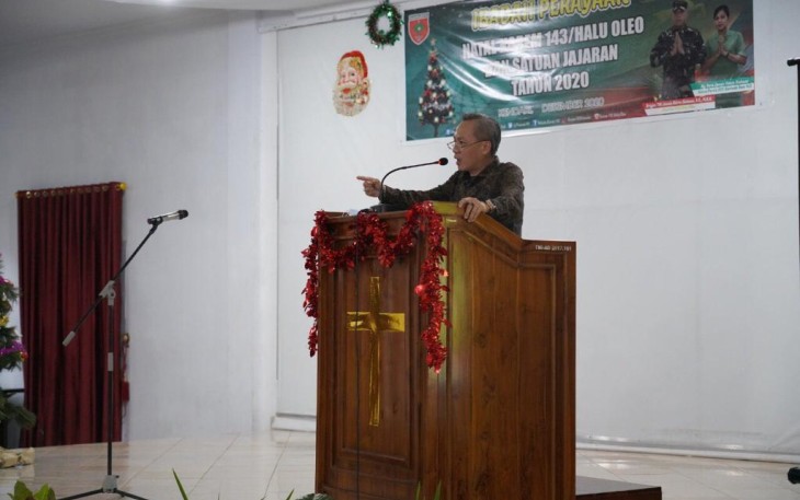 Ibadah perayaan Natal di Aula Sudirman Korem 143/HO Kendari