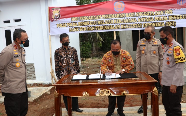 Polda Bengkulu Teken MoU Dengan Bank BTN dan REI Bangun Rumah Khusus Anggota Serta PNS Polri