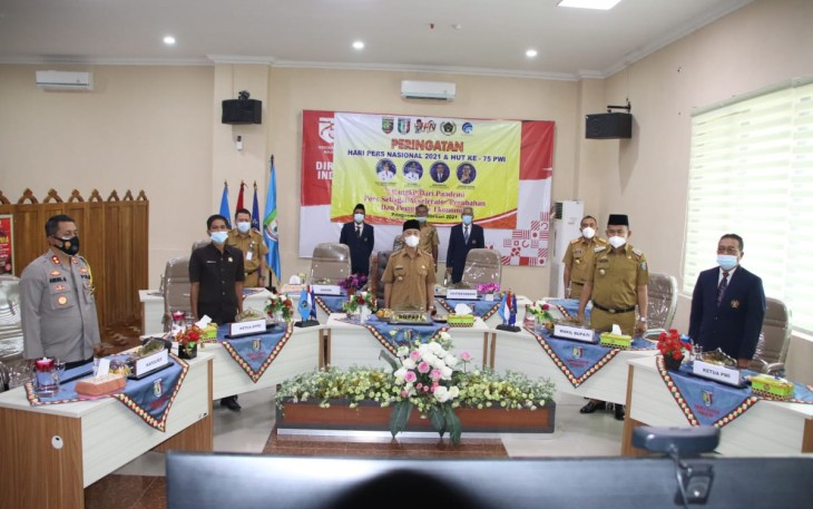 Peringatan Hari Pers Nasional (HPN) tahun 2021 Yang Berlangsung di Aula Pemerintah Daerah Kabupaten Pringsewu 