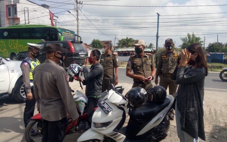 Gabungan TNI-Polri dan Satpol-PP Pringsewu Gelar Operasi Prokes Covid-19