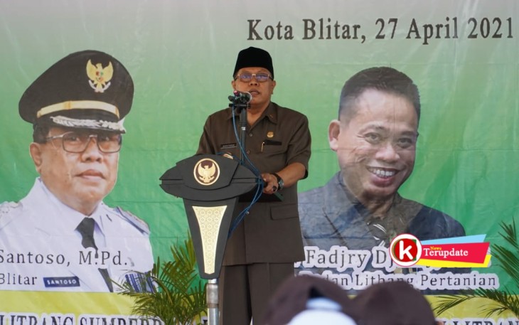 Walikota Santoso Berikan Sambutan Pengarahan di Acara Peningkatan Kapasitas Petani Milenial (foto : Faisal NR / Klikwarta.com Blitar) 
