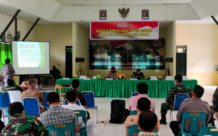 Kodim 0109/Aceh Singkil dan Forkopimda Gelar Rakor PPKM Berbasis Mikro