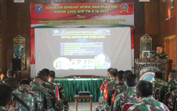 Kodim 1203/Ktp Gelar Kegiatan Binsiap Apwil Dan Puanter,  Dandim 1203/Ktp Perintahkan Babinsa Selalu Amalkan Sikap Teritorial