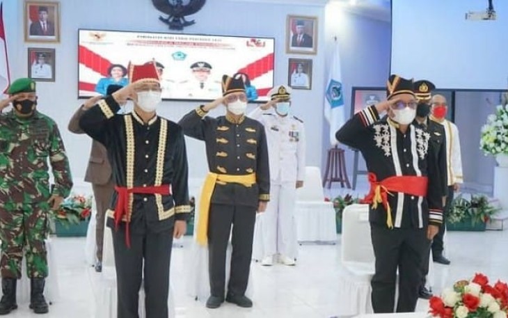 Walikota dan Wakil Walikota Bitung bersama unsur Forkopimda saat mengikuti upacara peringatan hari lahirnya Pancasila