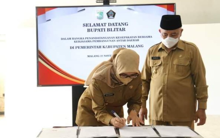 Bupati Malang Lakukan Penandatanganan Kesepakatan Bersama Dengan Pemkab Blitar
