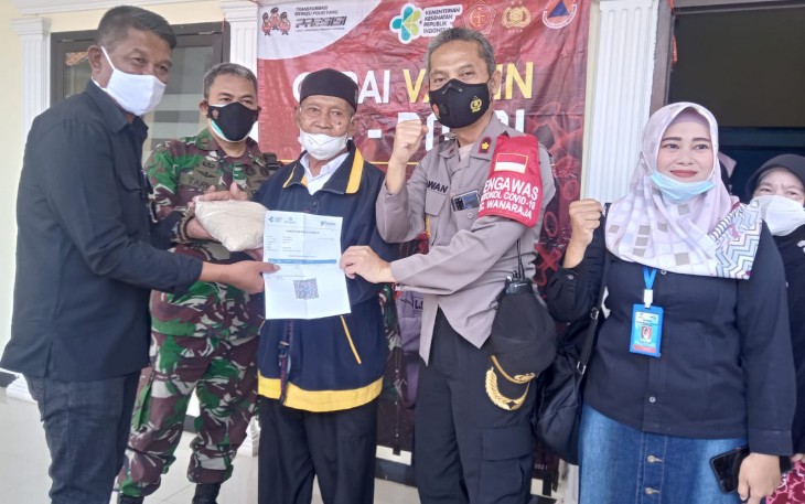 Polsek Wanaraja Laksanakan Gerai Vaksin TNI-Polri Sekaligus mobilisasi Warga Lansia