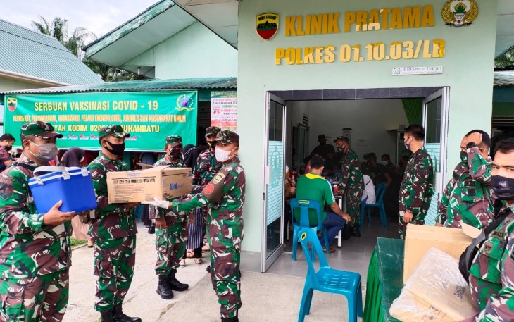 Kodim 0209/LB Distribusikan 4.590 Dosis Vaksin ke Puskesmas Labuhanbatu Raya