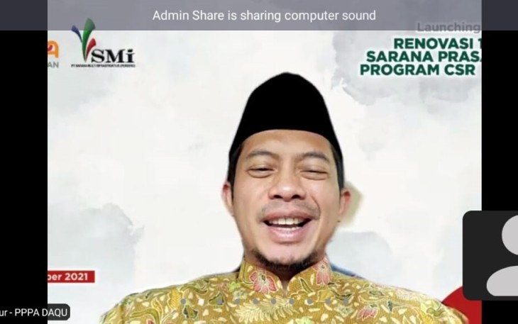 PT. SMI dan PPPA Daarul Qur'an melakukan peresmian program Renovasi 12 Titik Sarana Ibadah dan Sekolah pada Rabu (8/9) pagi. Acara ini digelar secara virutal dengan mengundang perwakilan penerima manfaat dari masing-masing lokasi
