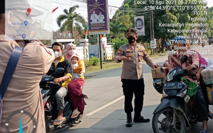 Polsek Pegandon laksanakan operasi Yustisi di wilayah Kecamatan Pegandon pada hari Selasa 10/8/2021.