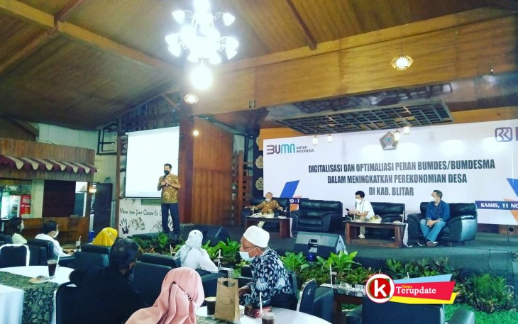 Situasi Acara Sosialisasi Kerjasama BUMDes oleh BRI Cabang Blitar yang Difasilitasi Pemkab Blitar (foto : Faisal NR / Klikwarta.com)