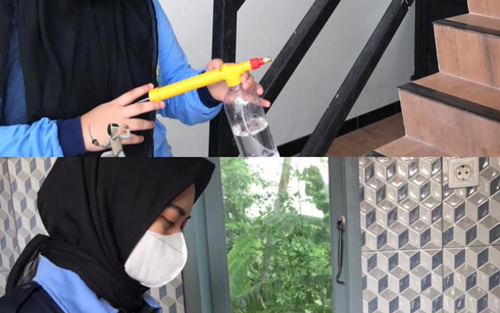 Kegiatan KKN Ngaliyan Lakukan Penyemprotan Disinfektan