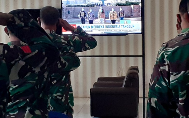 Kodim 1016/Palangka Raya Ikuti Peringatan HUT ke -76 Republik Indonesia Secara Virtual