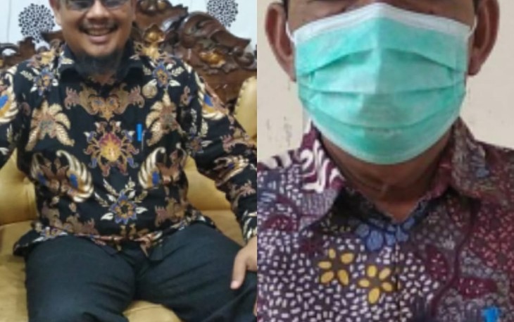 Kepala BKPSDM Aceh Singkil, Ali Hasmi (kiri) dan Kadis Kesehatan setempat Nruman