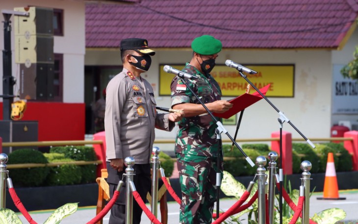 Upacara Pembukaan Pendidikan dan Latihan Integrasi Dikmaba TNI-AD dan Diktukba Polri T.A 20211, di SPN Polda Kepri Senin, (13/12/21).