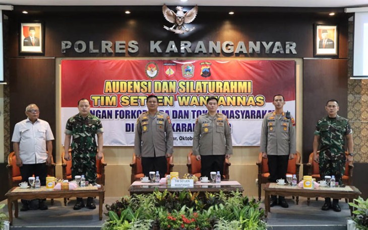 Kunjungan kerja tim Sekretariat Jenderal dan Dewan Ketahan Nasional (Setjen Wantannas) Republik Indonesia, di Mapolres Karanganyar, pada Selasa (25/10/2022).