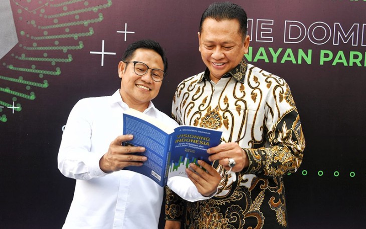 Ketua MPR RI Bambang Soesatyo (kanan) saat bersama Wakil Ketua DPR RI sekaligus Ketua Umum PKB Muhaimin Iskandar.