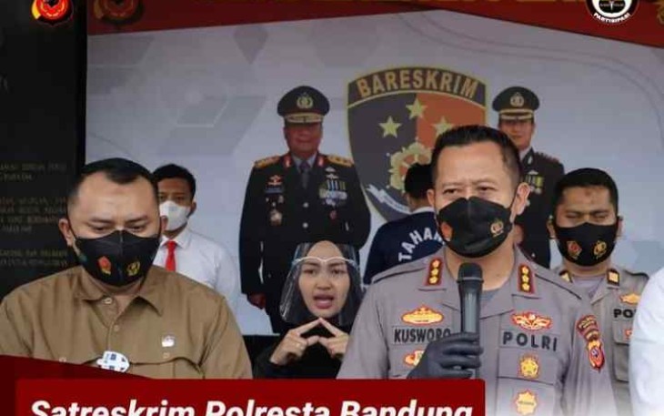 konferensi pers Polresta Bandung, Senin (18/4/2022).