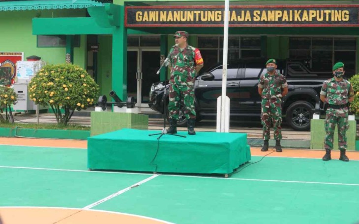 Dandim 1001/HSU-BLG pimpin apel Kesiapsiagaan dan cuti lebaran. Senin (25/4/2022)