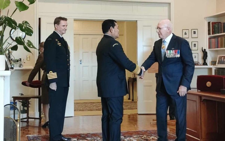 Kasal saat bertemu Gubernur Jenderal David Hurley di Government House Canberra Australia. Kamis (05/05/2022)