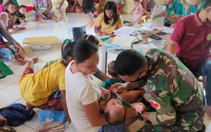 Imunisasi campak balita di perbatasan. Rabu (18/05/2022)