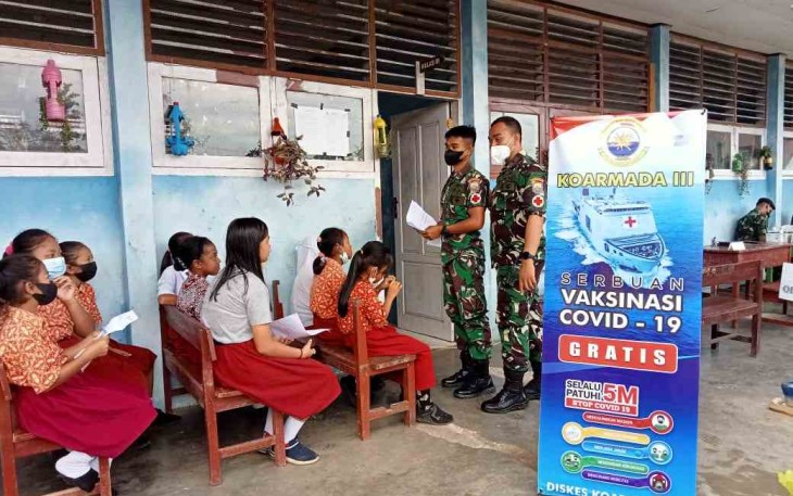 Vaksinasi di SD Inpres 25 Kabupaten Sorong. Kamis (19/05/2022)
