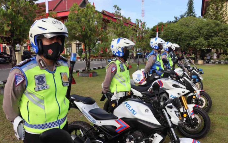 Personel Ditlantas Polda Kalteng siap melaksanakan operasi patuh Telabang