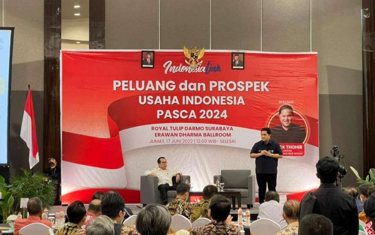 Erick Thohir saat tatap muka dengan pengusaha se-Jatim di Royal Tulip Darmo Surabaya 