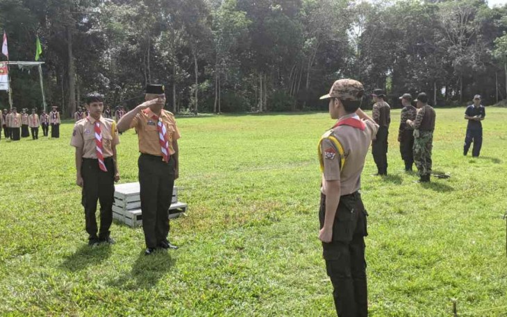 Letda Inf Mulyono saat membuka persami Saka Wira Kartika Kodim 1001/HSU-BALANGAN 